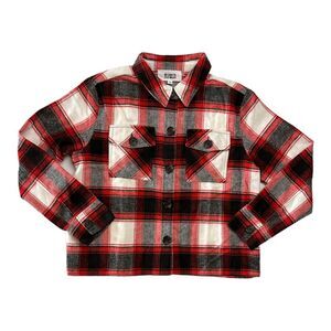 BB Dakota By Steve Madden Women's Button Down Boxy Shacket - Racing Red Multi